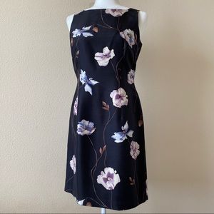 PREOWNED ANN TAYLOR DRESS SLEEVELESS BLACK FLORAL SIZE 4